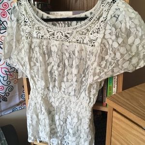 EUC White Gap Spring Blouse, Crochet Detail